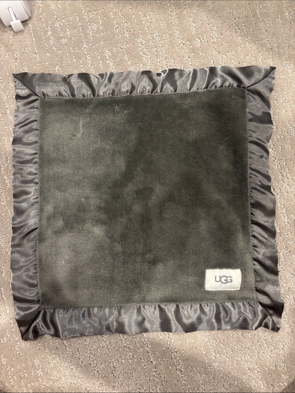 UGG Dark Gray Plush Satin-Edged Baby Lovey